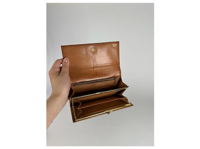 Céline Vintage Celine monogram Leather Wallet Brown - view 4