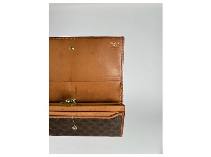 Céline Vintage Celine monogram Leather Wallet Brown - view 5
