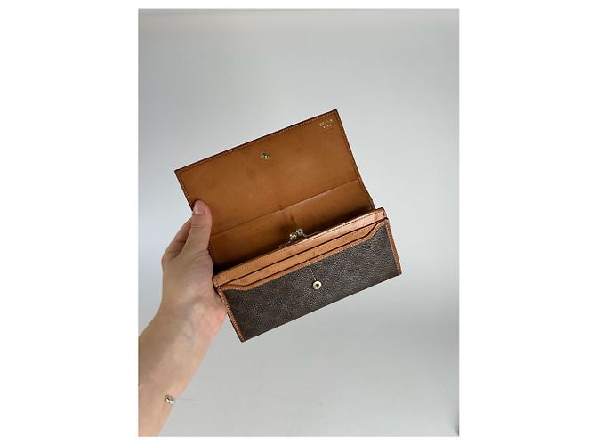 Céline Vintage Celine monogram Leather Wallet Brown - view 6