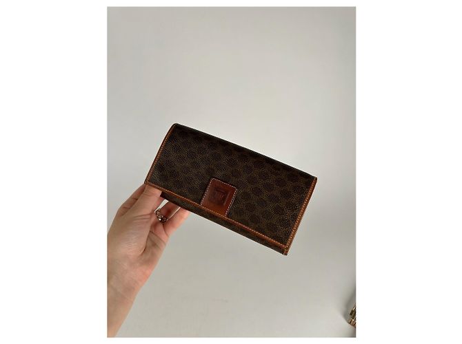 Céline Vintage Celine monogram Leather Wallet Brown - view 9