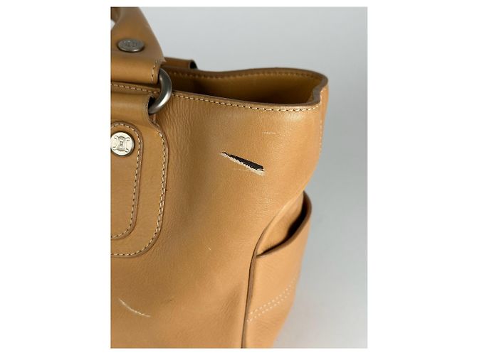 Céline Vintage Celine Paris Lederhandtasche beige Kamel - Ansicht 12