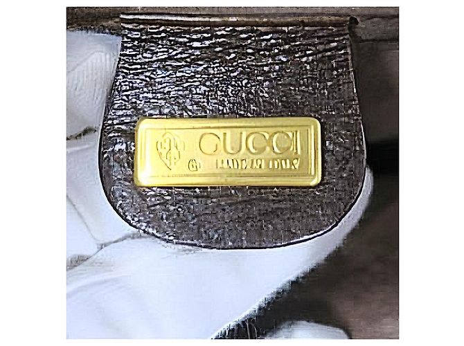 Authentische Vintage Gucci seltener Leder-Satteltasche Braun - Ansicht 12