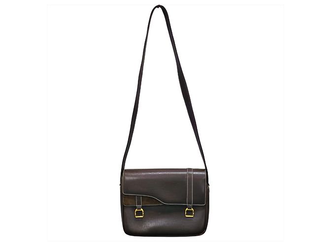 Authentische Vintage Gucci seltener Leder-Satteltasche Braun - Ansicht 5
