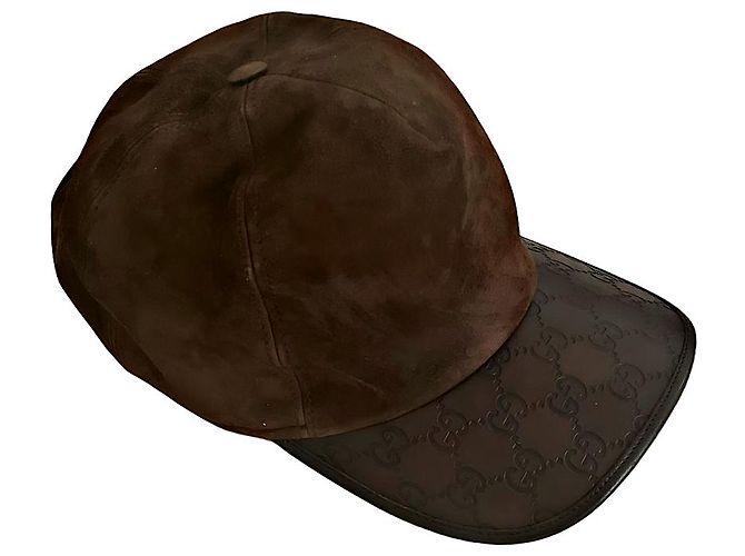 Authentic Gucci Tom Ford Rare Suede & Guccissima Leather Cap Marrone - vista 2