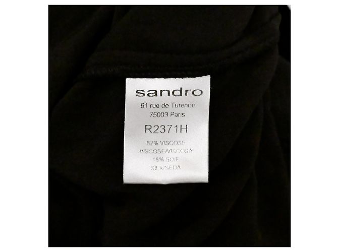Sandro Mini-Kleid aus Samtseide mit schwarzem Spitzenkragen Größe 1 Weiß - Ansicht 10
