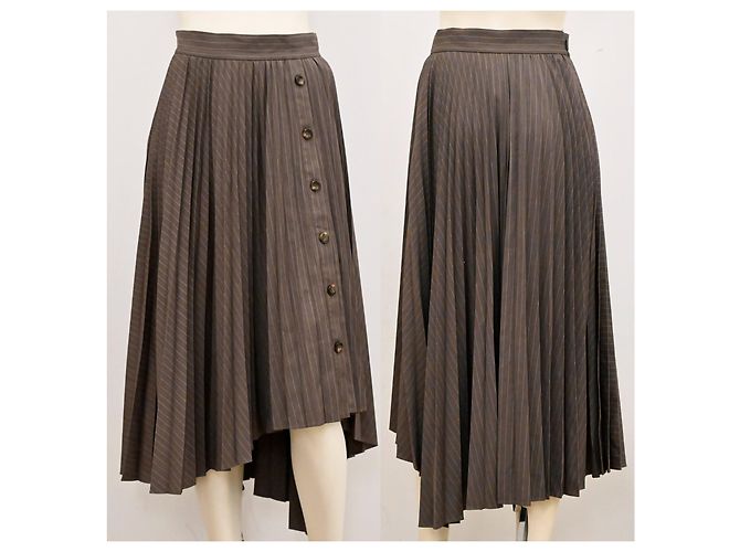 Falda midi asimétrica plisada a rayas de pino Miss Sixty gris XS Bronce - vista 2
