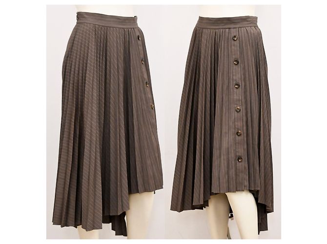 Falda midi asimétrica plisada a rayas de pino Miss Sixty gris XS Bronce - vista 3