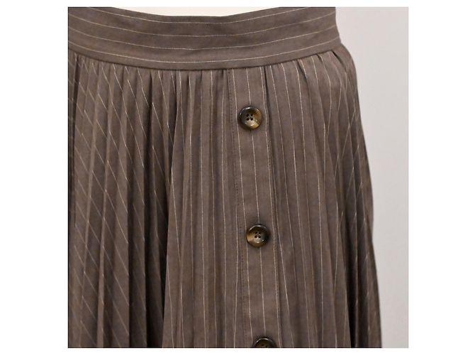 Falda midi asimétrica plisada a rayas de pino Miss Sixty gris XS Bronce - vista 4