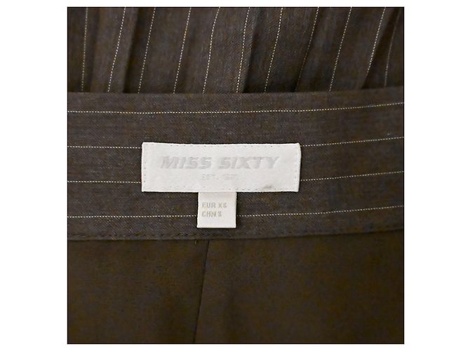 Falda midi asimétrica plisada a rayas de pino Miss Sixty gris XS Bronce - vista 6