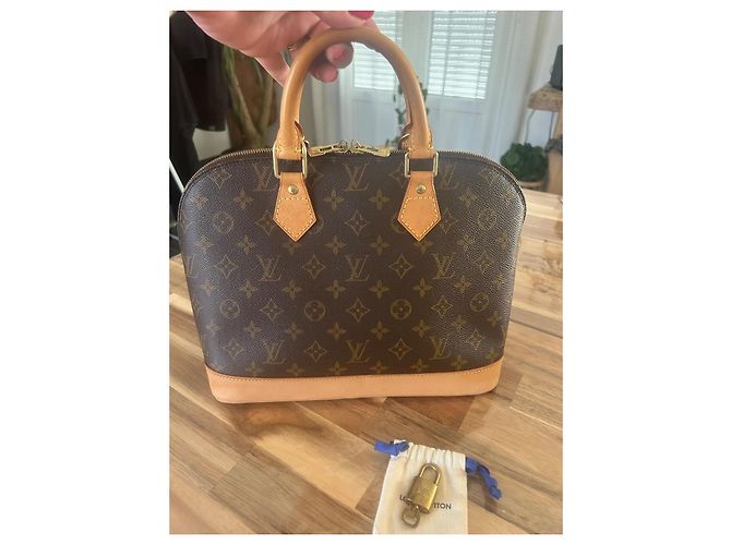 Borsa Louis Vuitton Alma PM Marrone in Tela - vista 5