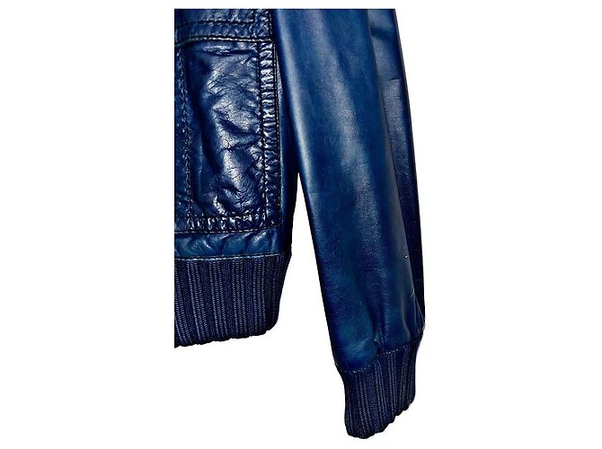 Authentische Gucci Tom Ford 04 AW Madonna Leder Bomberjacke Blau - Ansicht 5