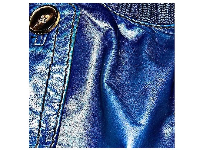 Authentische Gucci Tom Ford 04 AW Madonna Leder Bomberjacke Blau - Ansicht 8