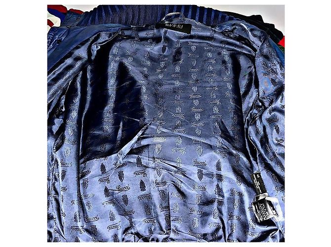 Authentische Gucci Tom Ford 04 AW Madonna Leder Bomberjacke Blau - Ansicht 9