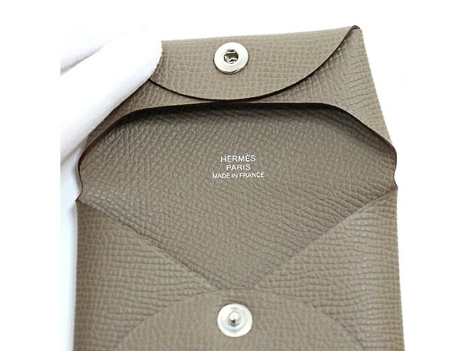 Hermès Monedero de cuero Epsom de Hermes en gris Etoupe Gris pardo - vista 6