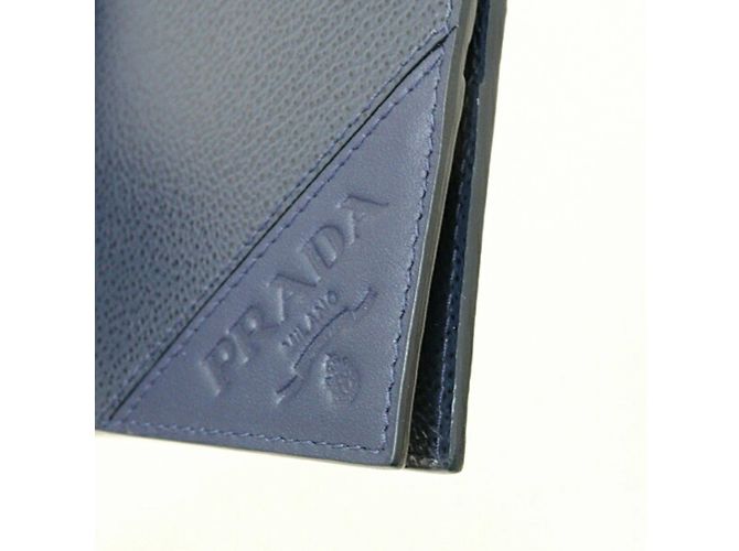 Prada Navy Saffiano Leder Bi-Fold Geldbörse Marineblau - Ansicht 6