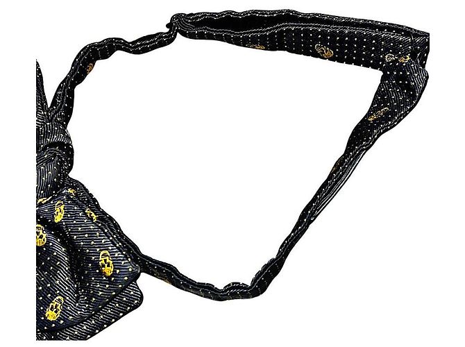 Papillon in seta nera con teschio autentico Alexander McQueen Nero - vista 3