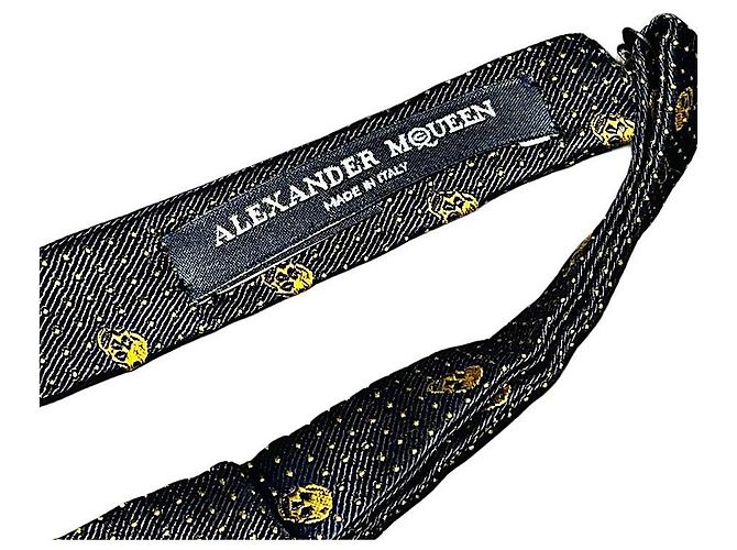 Papillon in seta nera con teschio autentico Alexander McQueen Nero - vista 4