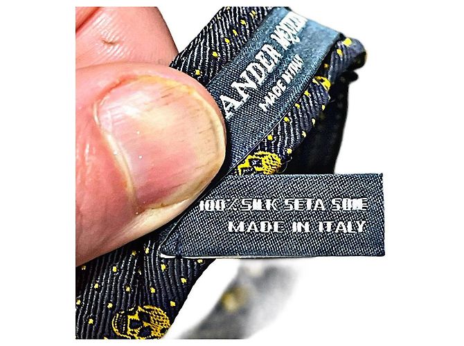 Papillon in seta nera con teschio autentico Alexander McQueen Nero - vista 6
