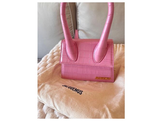 Borsa Jacquemus Le Chiquito Moyen Rosa Croco - vista 3