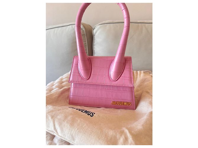 Borsa Jacquemus Le Chiquito Moyen Rosa Croco - vista 4