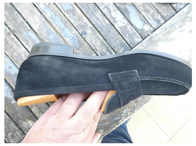 mocassino jm weston in suede nero indossato una volta 7/5F 42,5 largo - vista 3