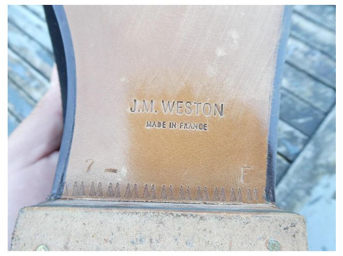 mocassino jm weston in suede nero indossato una volta 7/5F 42,5 largo - vista 5