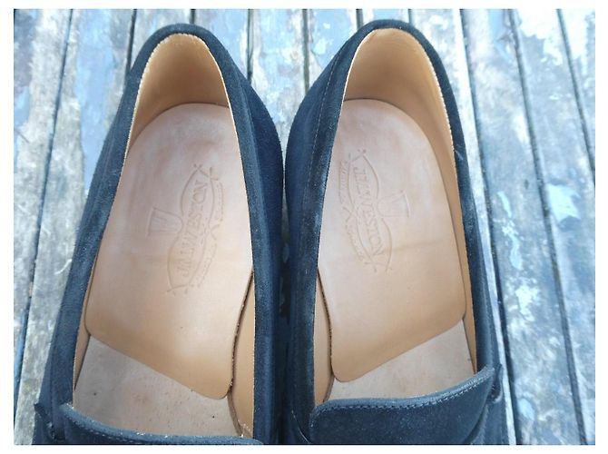 mocassino jm weston in suede nero indossato una volta 7/5F 42,5 largo - vista 8