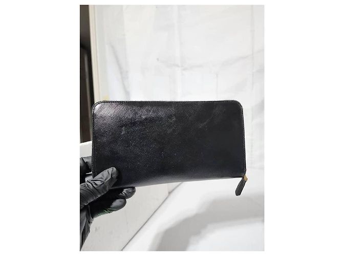 Prada Saffiano Leder Zippy Langer Continental Geldbeutel Schwarz - Ansicht 3