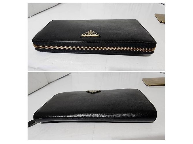 Prada Saffiano Leder Zippy Langer Continental Geldbeutel Schwarz - Ansicht 5