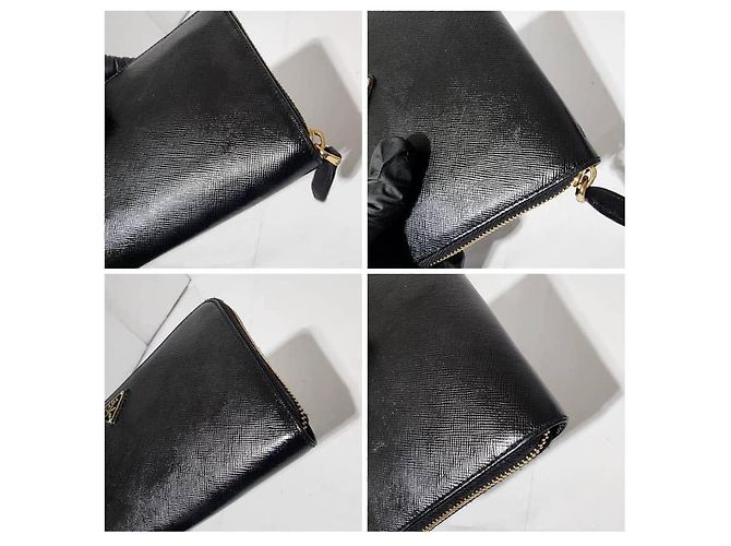 Prada Saffiano Leder Zippy Langer Continental Geldbeutel Schwarz - Ansicht 8
