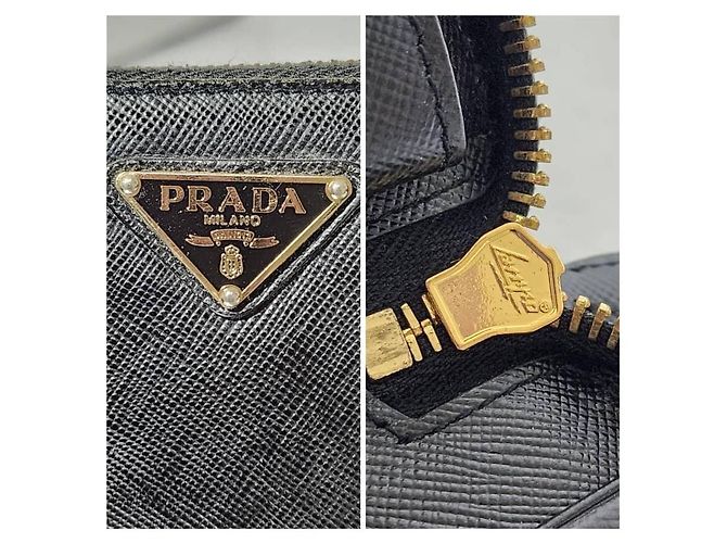 Prada Saffiano Leder Zippy Langer Continental Geldbeutel Schwarz - Ansicht 9