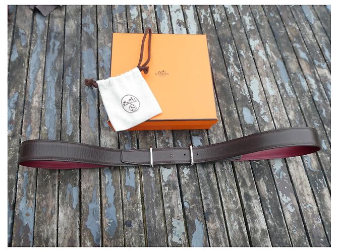 Hermès men's belt with buckle, reversible two-tone link 115cm - view 2