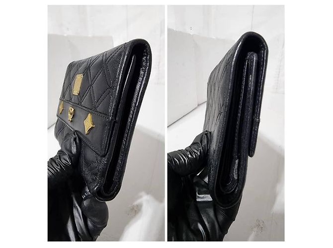 MCM Vintage Quilted Leather Printed Wallet Black - view 5