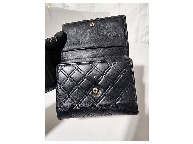 MCM Vintage Quilted Leather Printed Wallet Black - view 9