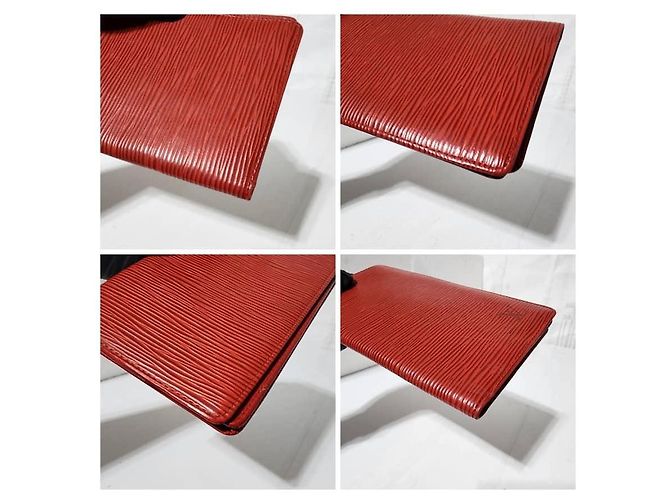 Billetera de cheques de cuero Epi Louis Vuitton roja - vista 8
