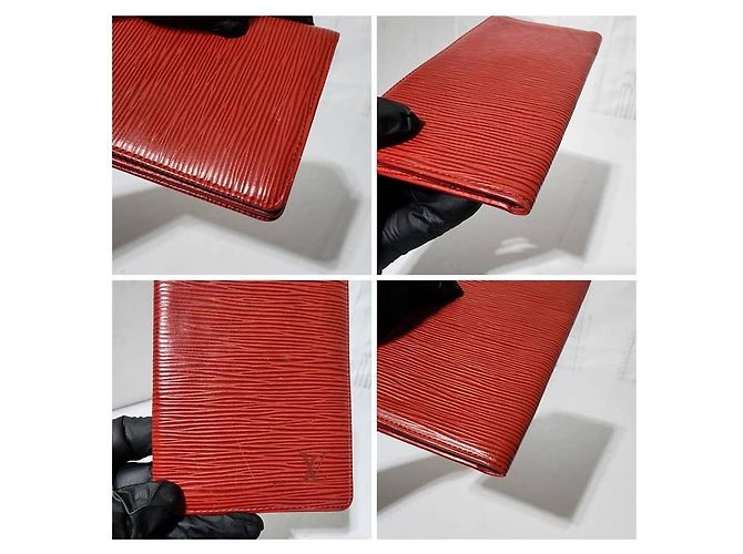 Billetera de cheques de cuero Epi Louis Vuitton roja - vista 9