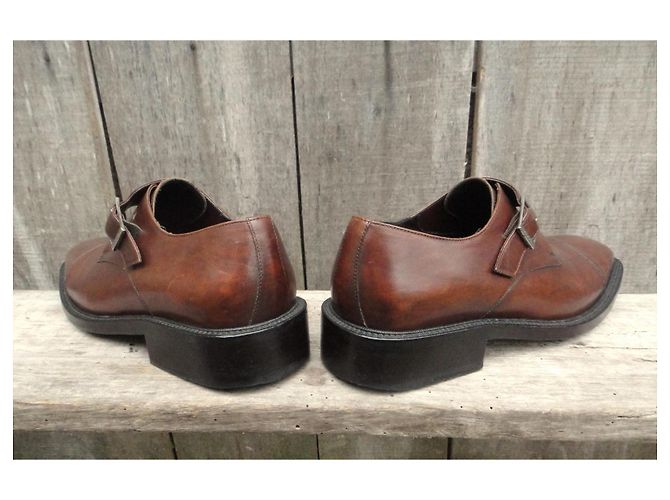 Gucci sapatos com fivela de couro marrom - vista 4
