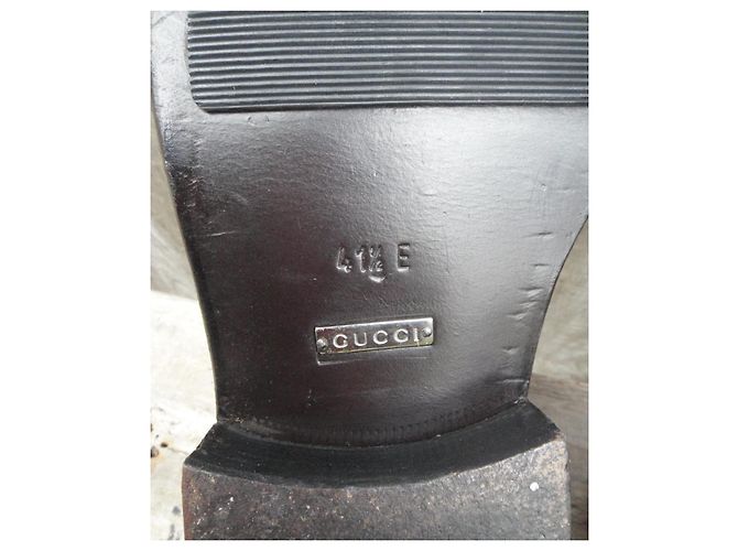 Gucci sapatos com fivela de couro marrom - vista 9