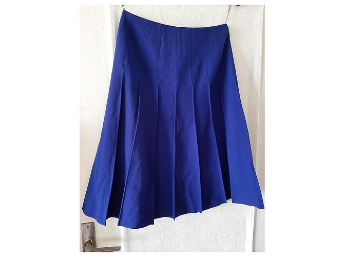 Falda plisada Hermès de lana azul real - vista 2