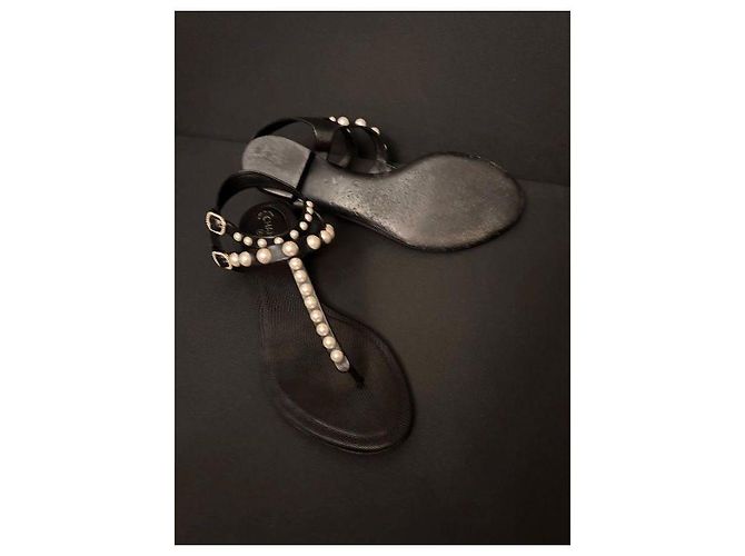 Sandali Chanel in pelle nera Nero - vista 10