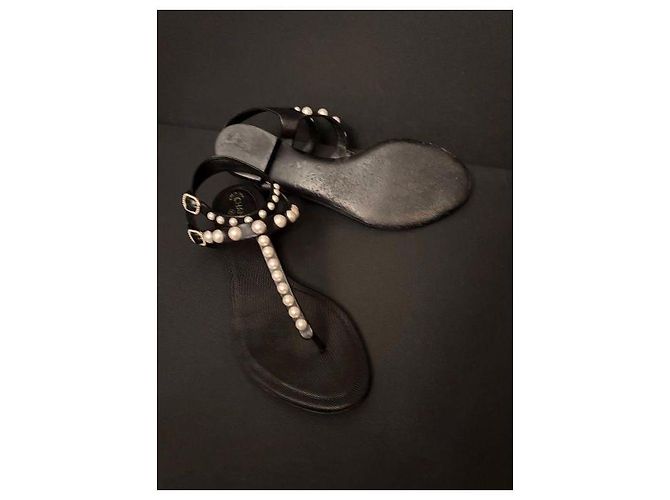 Sandali Chanel in pelle nera Nero - vista 4