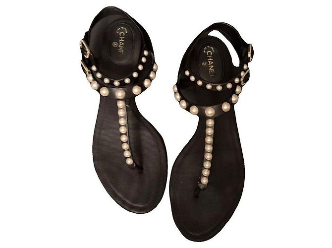 Sandali Chanel in pelle nera Nero - vista 5