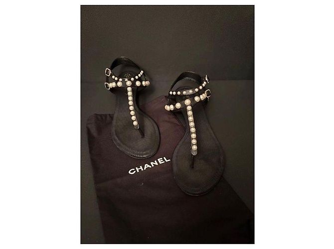 Sandali Chanel in pelle nera Nero - vista 6