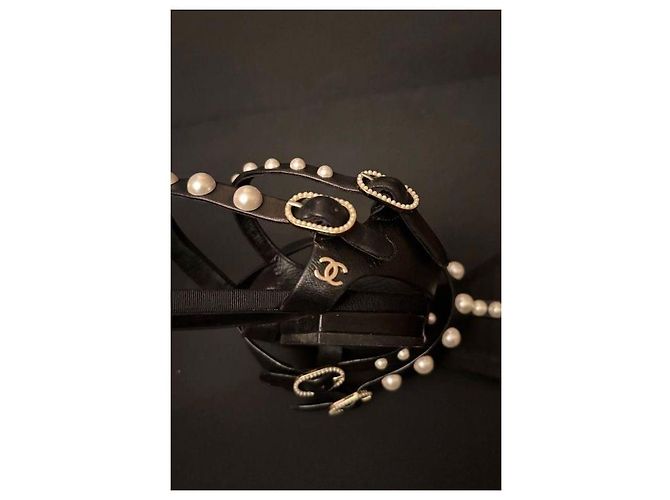 Sandali Chanel in pelle nera Nero - vista 7