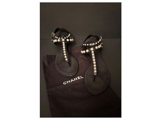 Sandali Chanel in pelle nera Nero - vista 9