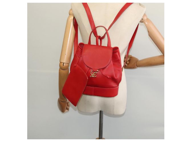 Zaino LOEWE in pelle rossa e oro Auth sw283 Rosso D'oro - vista 23
