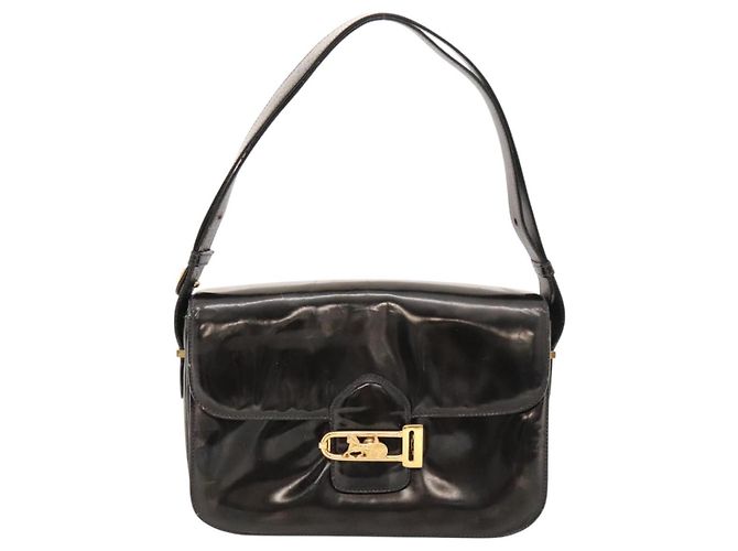 Céline Borsa a spalla a forma di carrozza trainata da cavallo CELINE Smalto Nero Auth bs24388 - vista 2