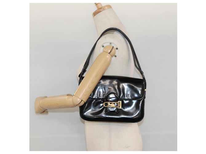 Céline Borsa a spalla a forma di carrozza trainata da cavallo CELINE Smalto Nero Auth bs24388 - vista 21