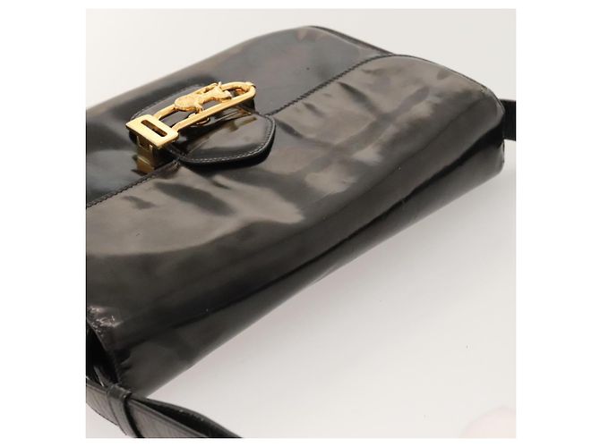 Céline Borsa a spalla a forma di carrozza trainata da cavallo CELINE Smalto Nero Auth bs24388 - vista 6
