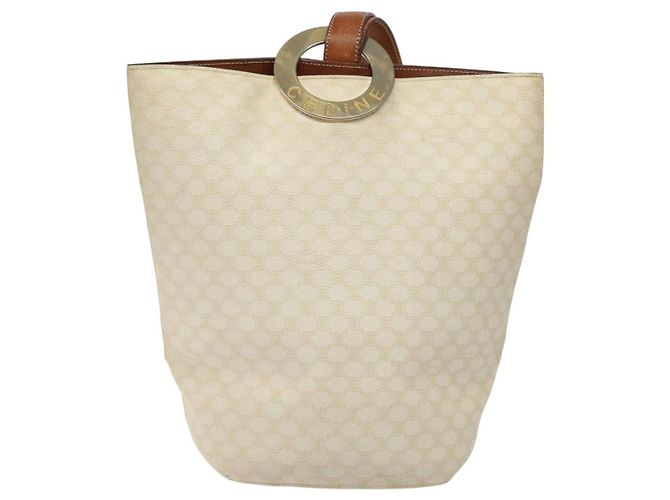Céline CELINE Macadam Canvas Schultertasche aus PVC-Leder Weiß Auth 117579 - Ansicht 2